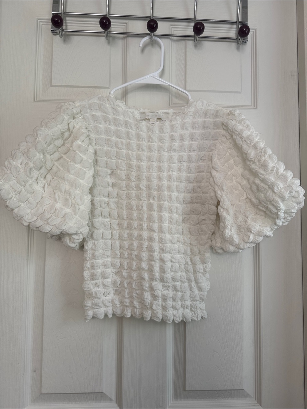 Eri + Ali Anthropology Puff Sleeve White Top
